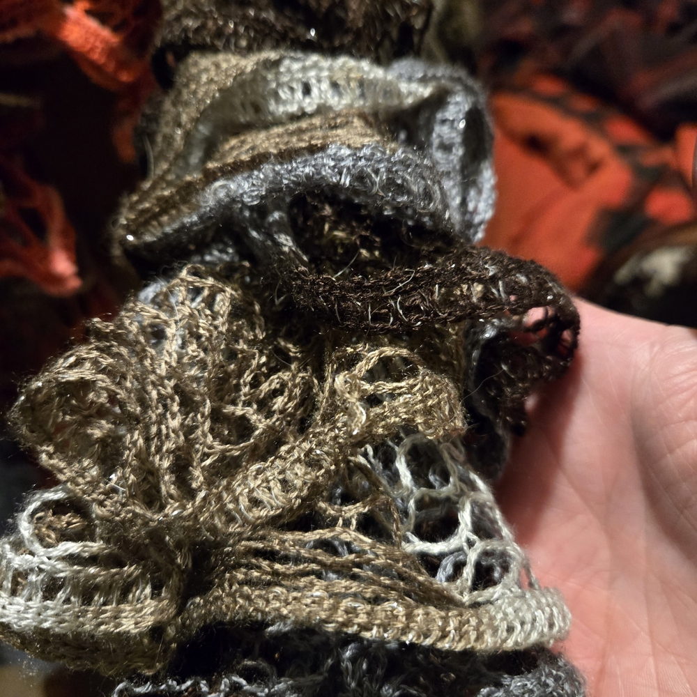 Decorative Ruffled Knit Scarf - Multi-Color And A Fluffy Tubular One - Picture 4 of 4